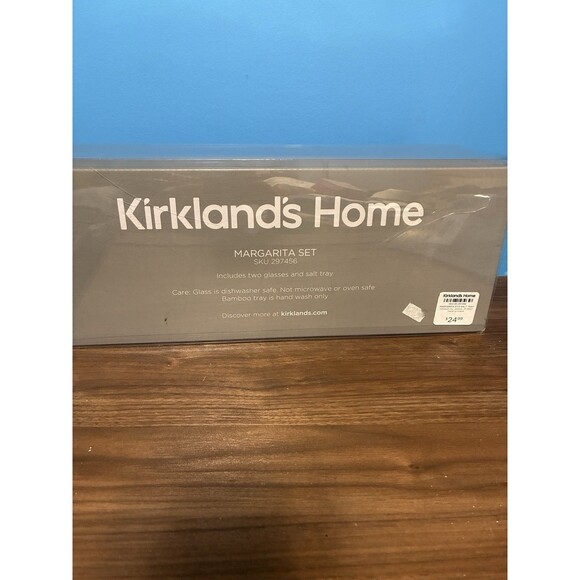 Kirkland's Home Margarita Set 2 Stemless Glasses And Bamboo Salt Tray - Picture 4 of 5